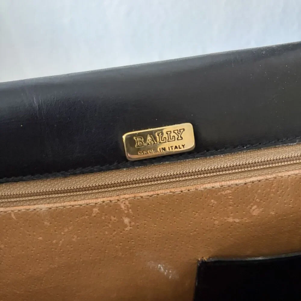 Vintage BALLY Monogram Canvas Leather Briefcase With Key